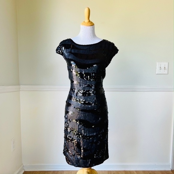Magaschoni 100% Silk Sequin Black Mini Dress - Picture 3 of 9